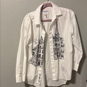 Karl Lagerfeld White Shirt with Architectural Graphics